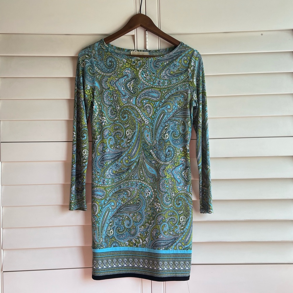 Michael Kors stretch jersey paisley shift dress. S/P. New without tags.